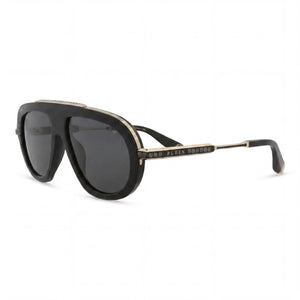 Philipp Plein Spp151m Black Rectangle Sunglasses for Men, Smoke lens