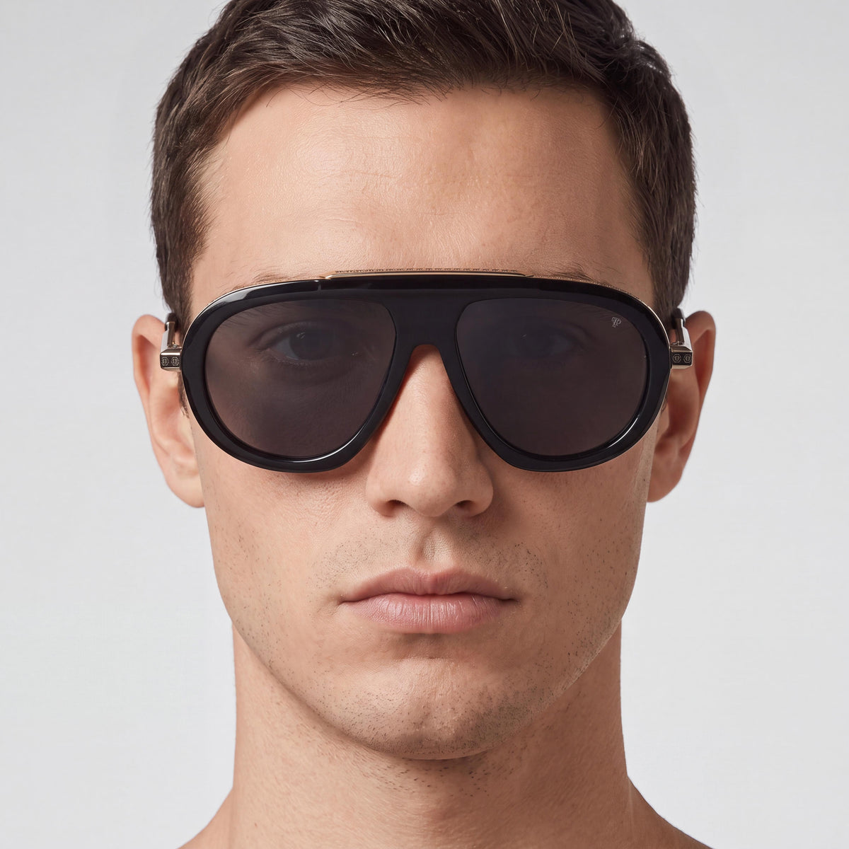 Gafas de sol rectangulares para hombre Philipp Plein Spp151m en negro brillante, 57 mm, Photo 5
