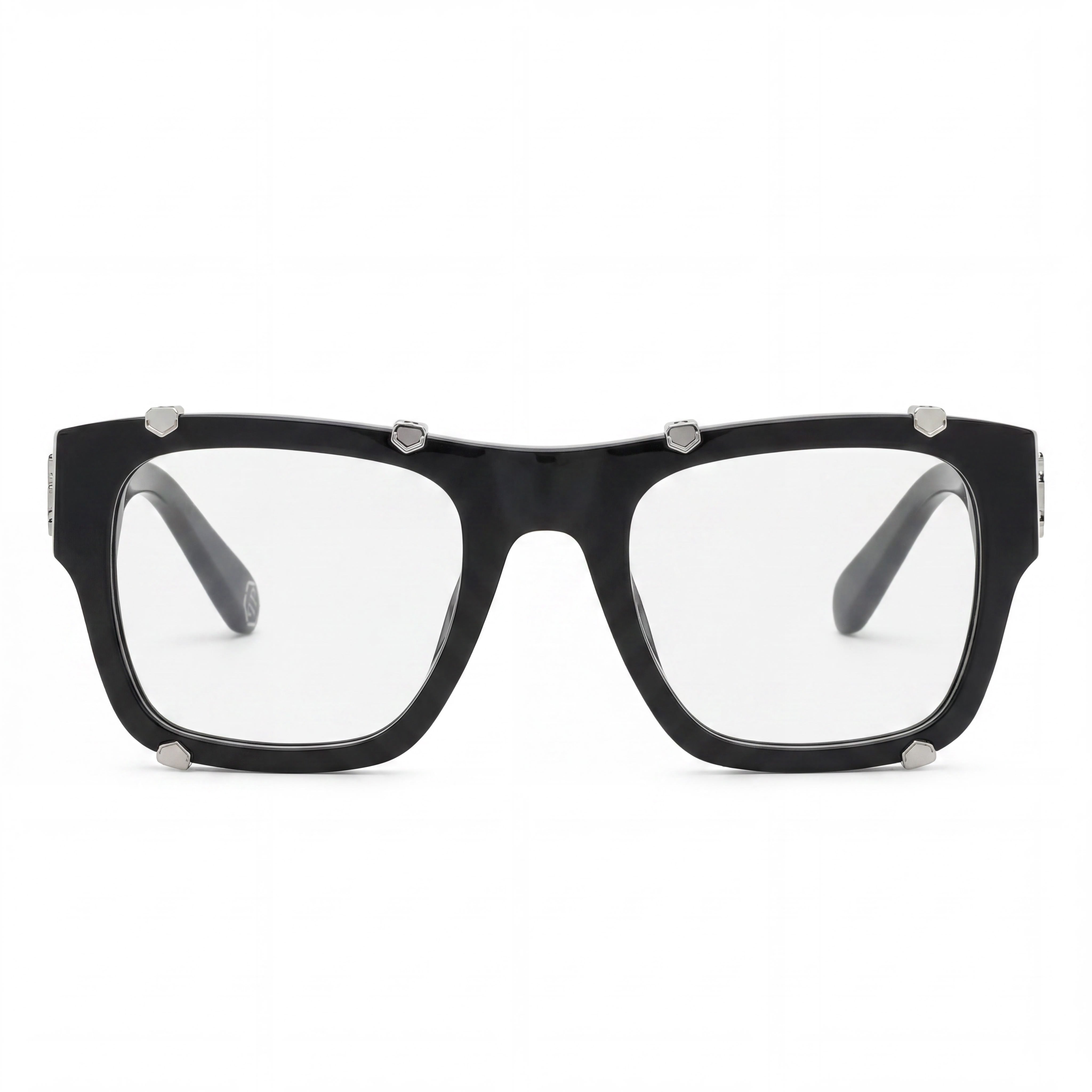 Philipp Plein VPP042W Black Rectangle Eyeglasses Unisex, Acetate 54mm, Photo 2