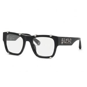 Philipp Plein VPP042W Black Rectangle Eyeglasses Unisex, Acetate frame