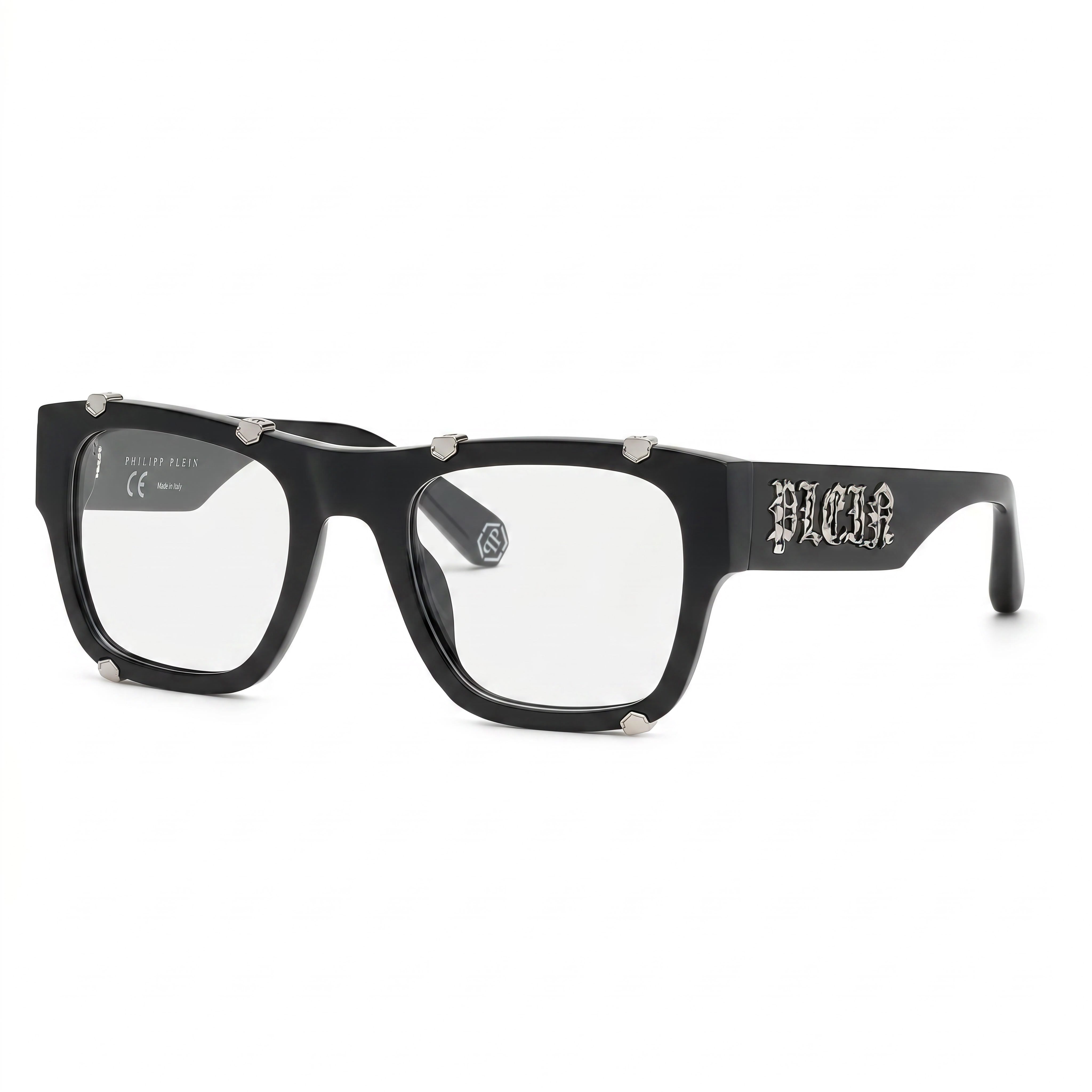 Philipp Plein VPP042W Black Rectangle Eyeglasses Unisex, Acetate 54mm, Photo 1