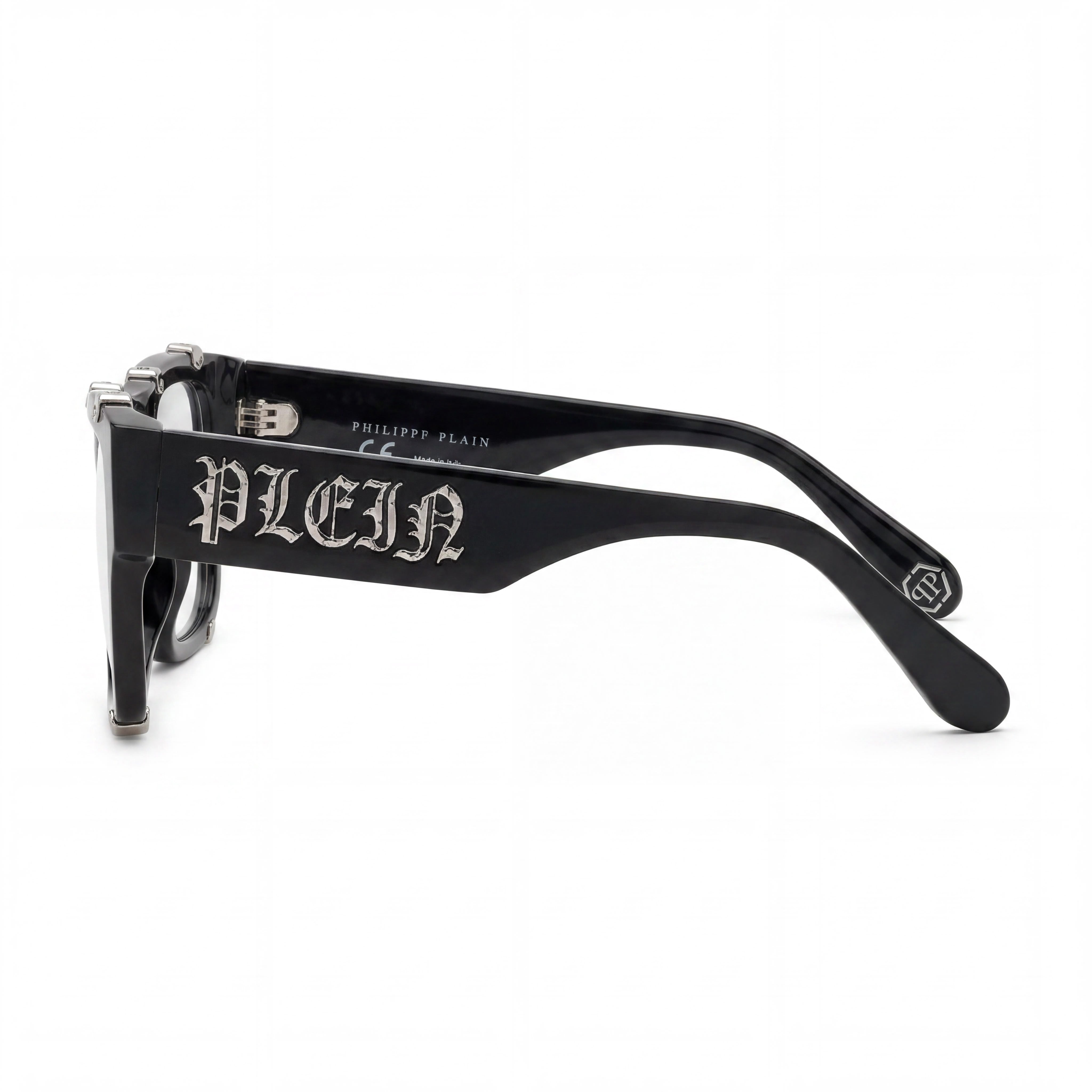 Philipp Plein VPP042W Black Rectangle Eyeglasses Unisex, Acetate 54mm, Photo 3