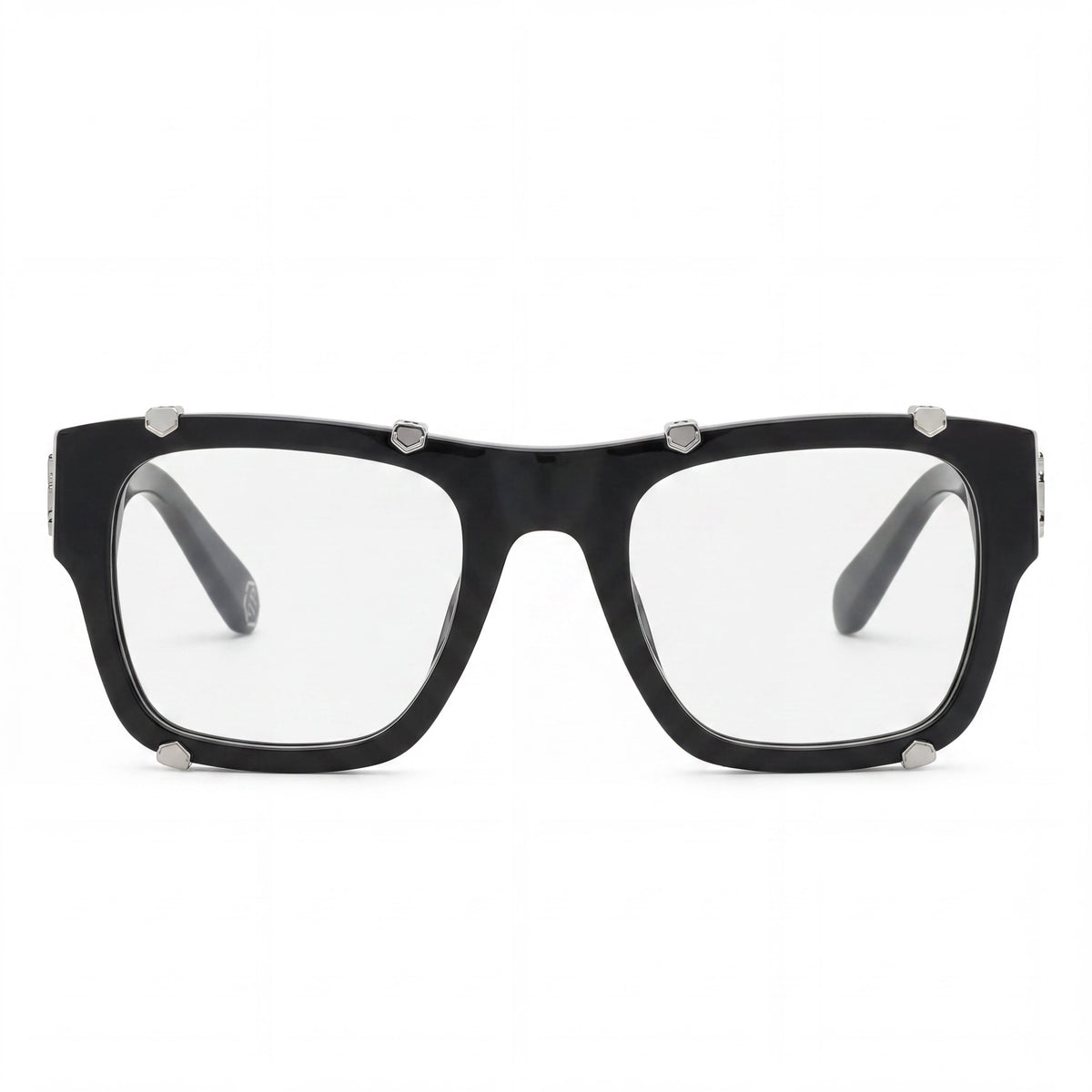 Philipp Plein VPP042W Shiny Black Square Eyeglasses Unisex, 54mm, Photo 2