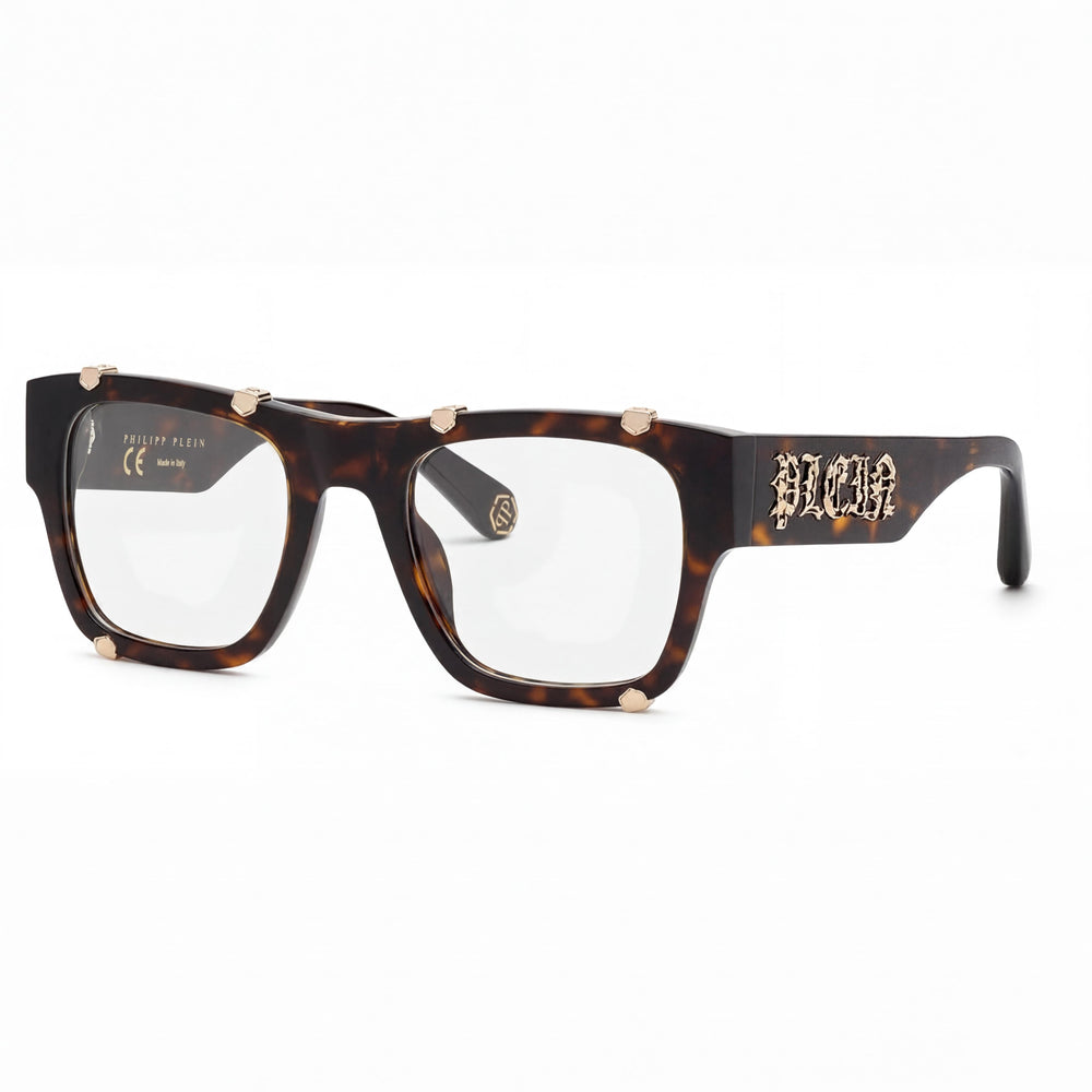 Philipp Plein VPP042W Havana Square Eyeglasses for Men, Acetate frame