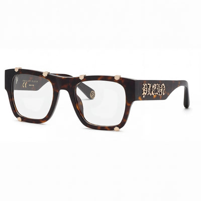 Philipp Plein VPP042W Havana Square Eyeglasses for Men, Acetate frame