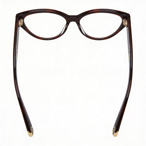 Philipp Plein VPP052 Cat Eye Eyeglasses Women — side view, Dark Havana Plastic temples