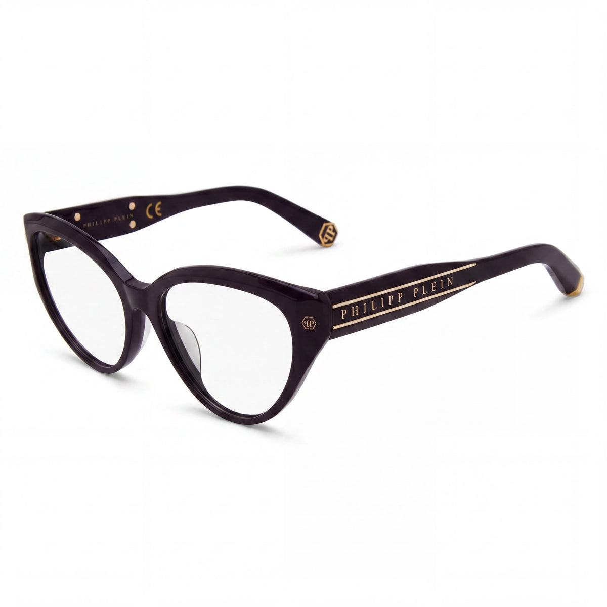 Philipp Plein VPP052M Shiny Violet Cat Eye Eyeglasses for Women, 54mm, Photo 1