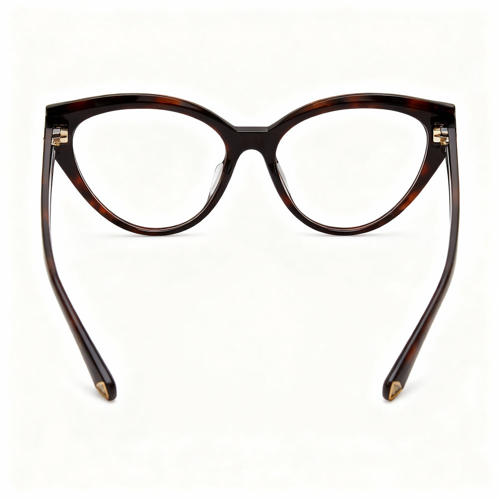 Philipp Plein VPP052M Cat Eye Eyeglasses Women — side view, Havana Plastic temples