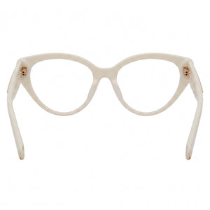 Philipp Plein VPP052M Cat Eye Eyeglasses Women — side view, White Acetate temples