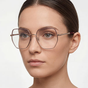 Philipp Plein VPP054S Butterfly Eyeglasses for Women — interior view, Glass demo lenses