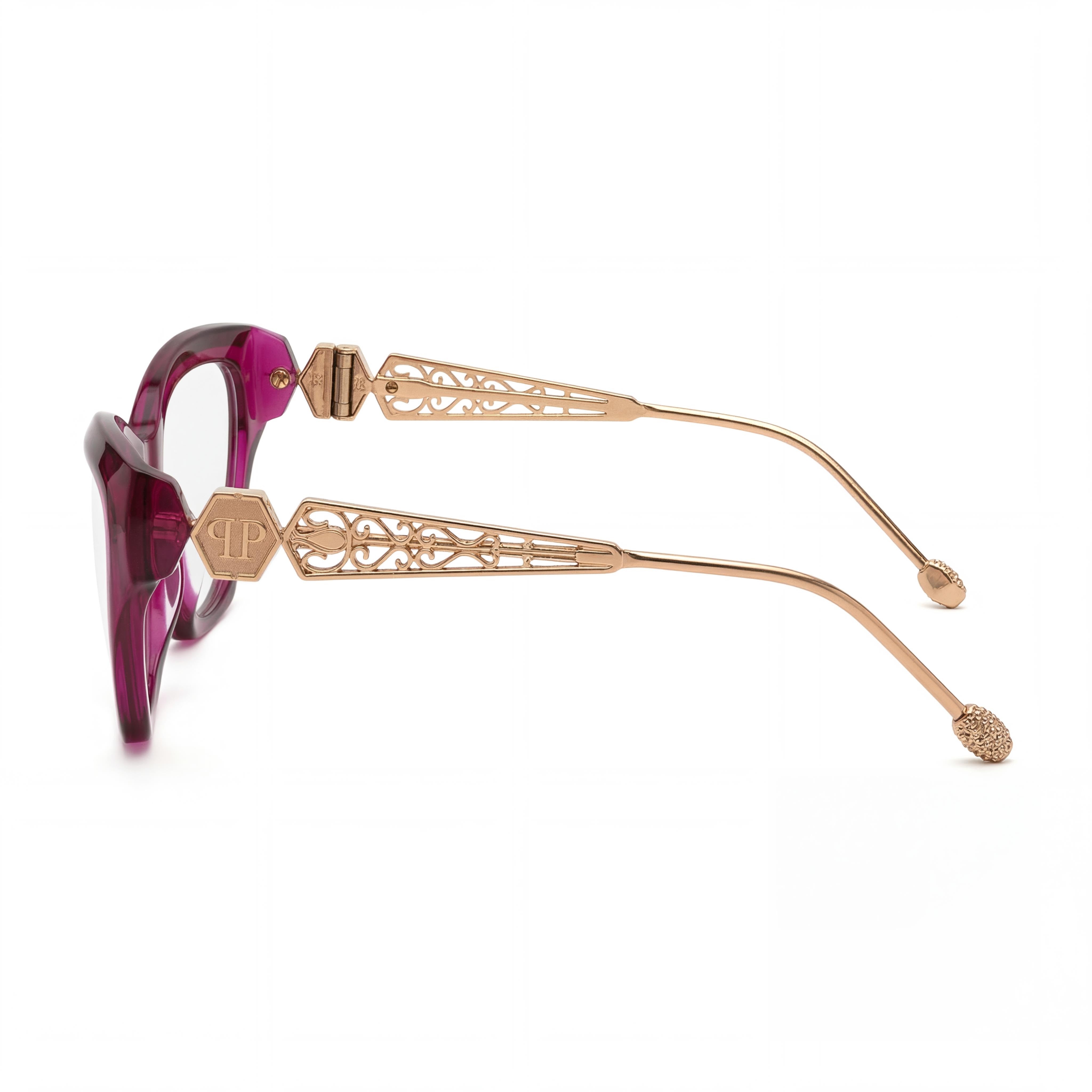 Philipp Plein VPP069S Pink Cat Eye Eyeglasses for Women, Acetate 55mm, Photo 2