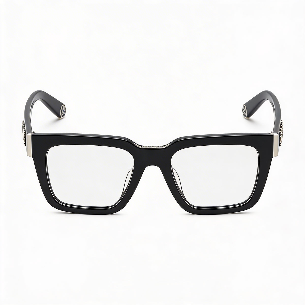 Gafas graduadas cuadradas para hombre Philipp Plein Vpp112m en negro brillante, 51 mm, Photo 2