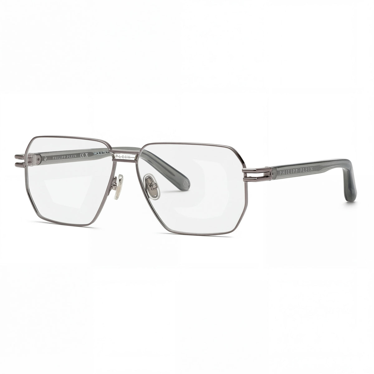 Philipp Plein Vpp114m Ruthenium Aviator Eyeglasses for Men, 58mm, Photo 1