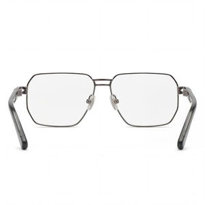 Philipp Plein Vpp114m Aviator Eyeglasses Men — side view, Silver Stainless Steel temples
