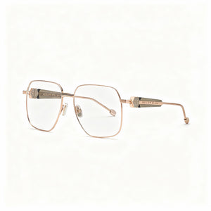 Philipp Plein Vpp126s Rectangle Eyeglasses for Women — front view, Stainless Steel