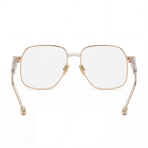 Philipp Plein Vpp126s Butterfly Eyeglasses Women — side view, Gold Stainless Steel temples