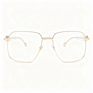 Philipp Plein Vpp126s Rectangle Eyeglasses for Women — front view, Stainless Steel