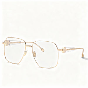 Philipp Plein Vpp126s Rose Gold Rectangle Eyeglasses for Women, Stainless Steel frame