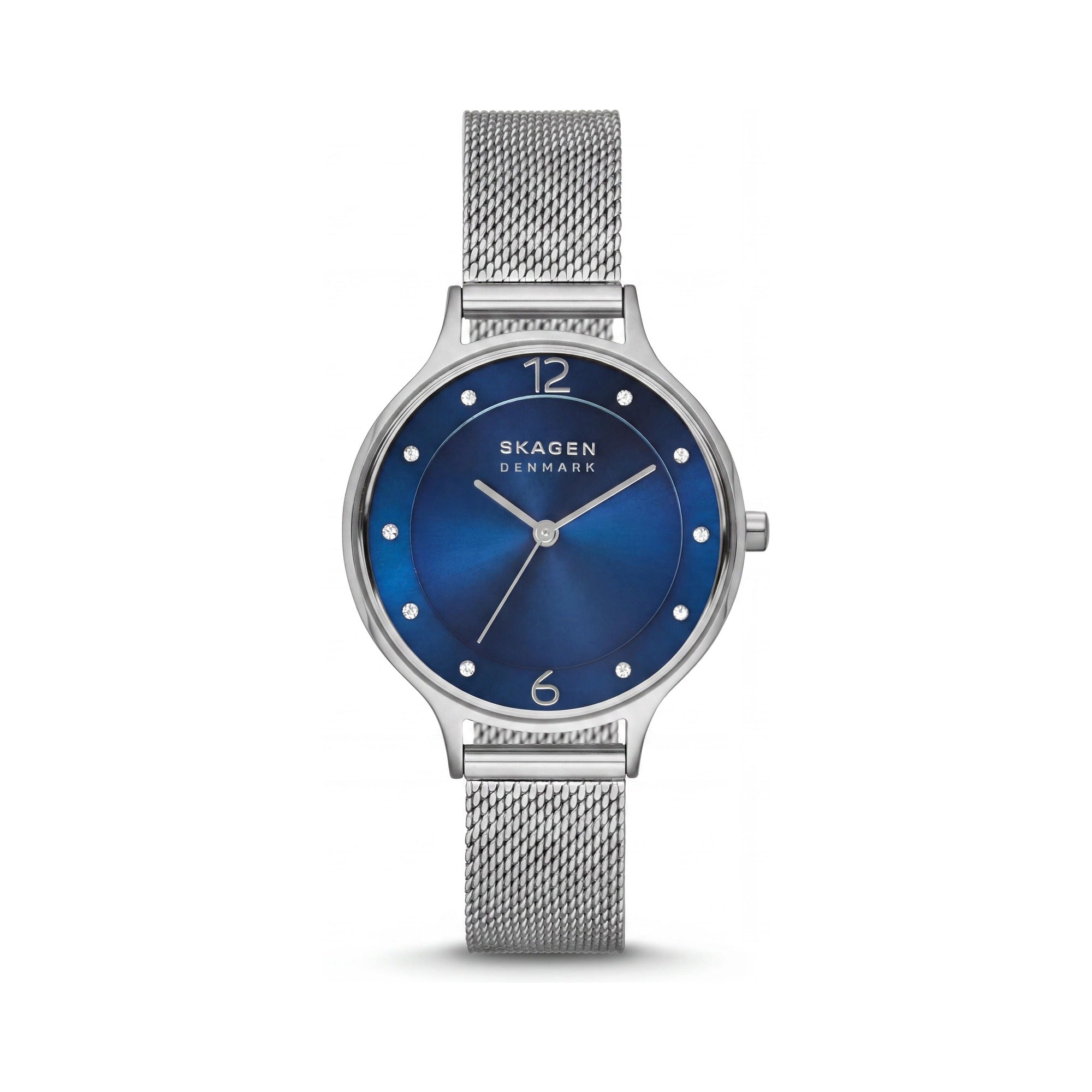SKAGEN DENMARK Reloj analógico de cuarzo Anita Lille para mujer, de acero inoxidable, con esfera azul y malla plateada, segundero y resistente al agua hasta 30 m., Photo 1