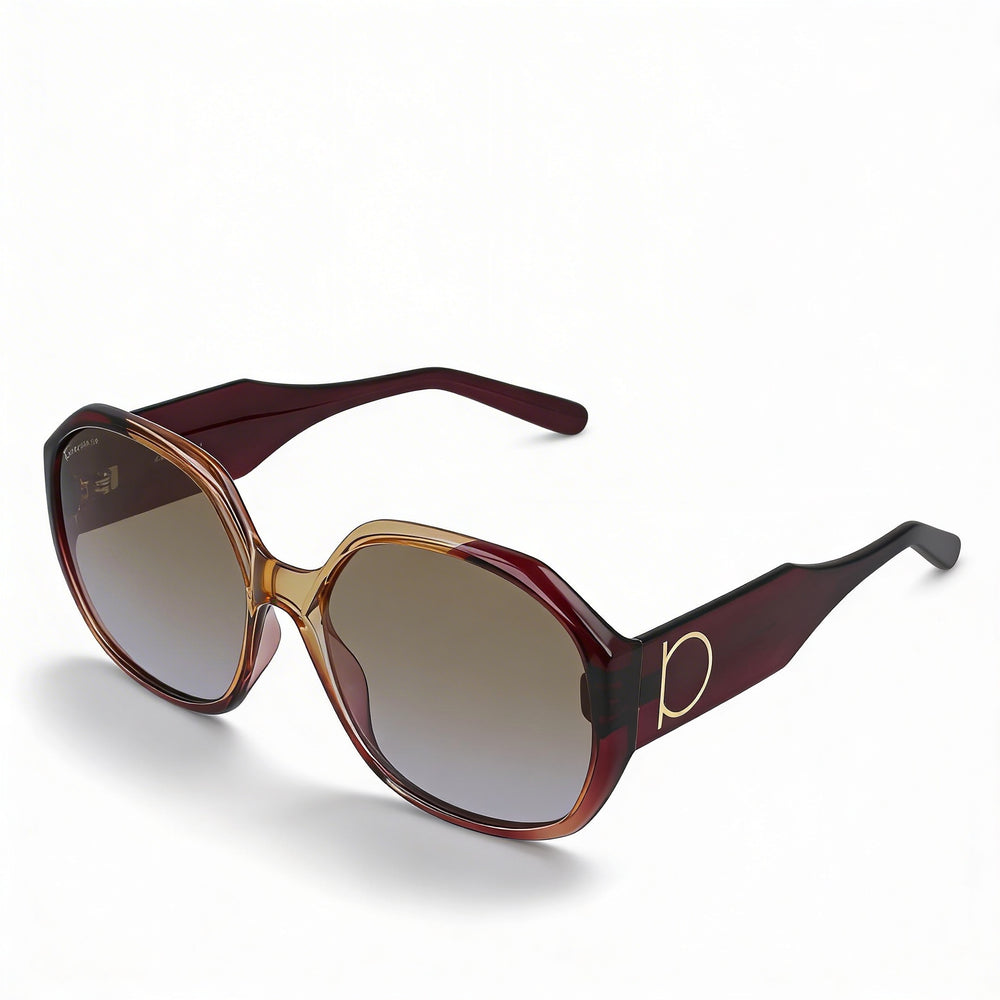 Gafas de sol clásicas Ferragamo para mujer, de plástico, color vino y caramelo, con protección UV, 60 mm