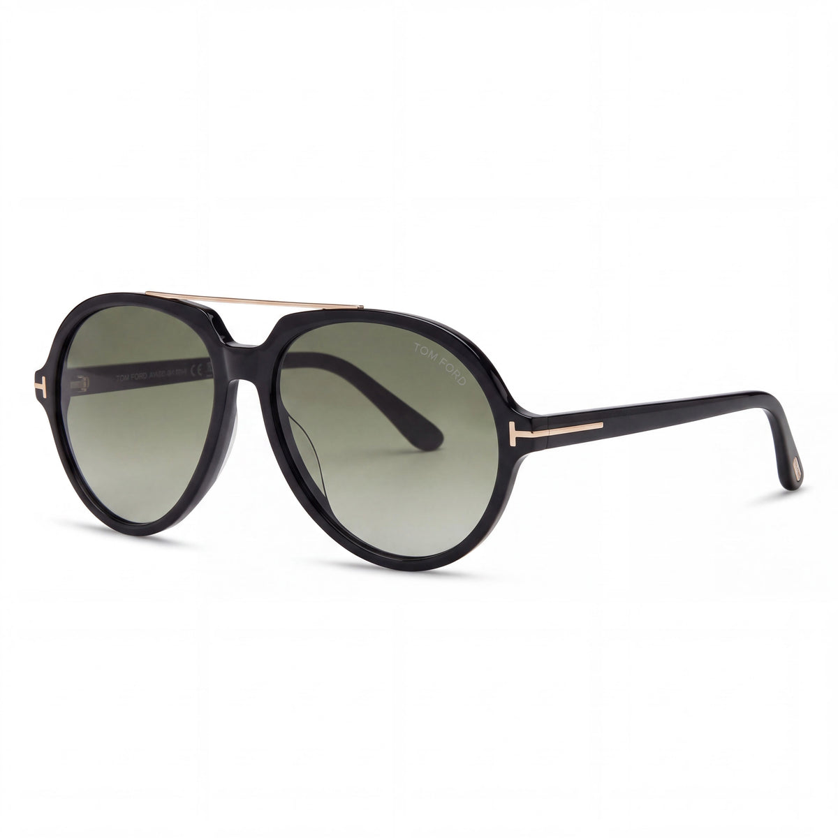 Tom Ford FT1210 Women's Aviators Shiny Black Gradient Smoke Acetate Frame with Black Lenses 14-140-150, Photo 1