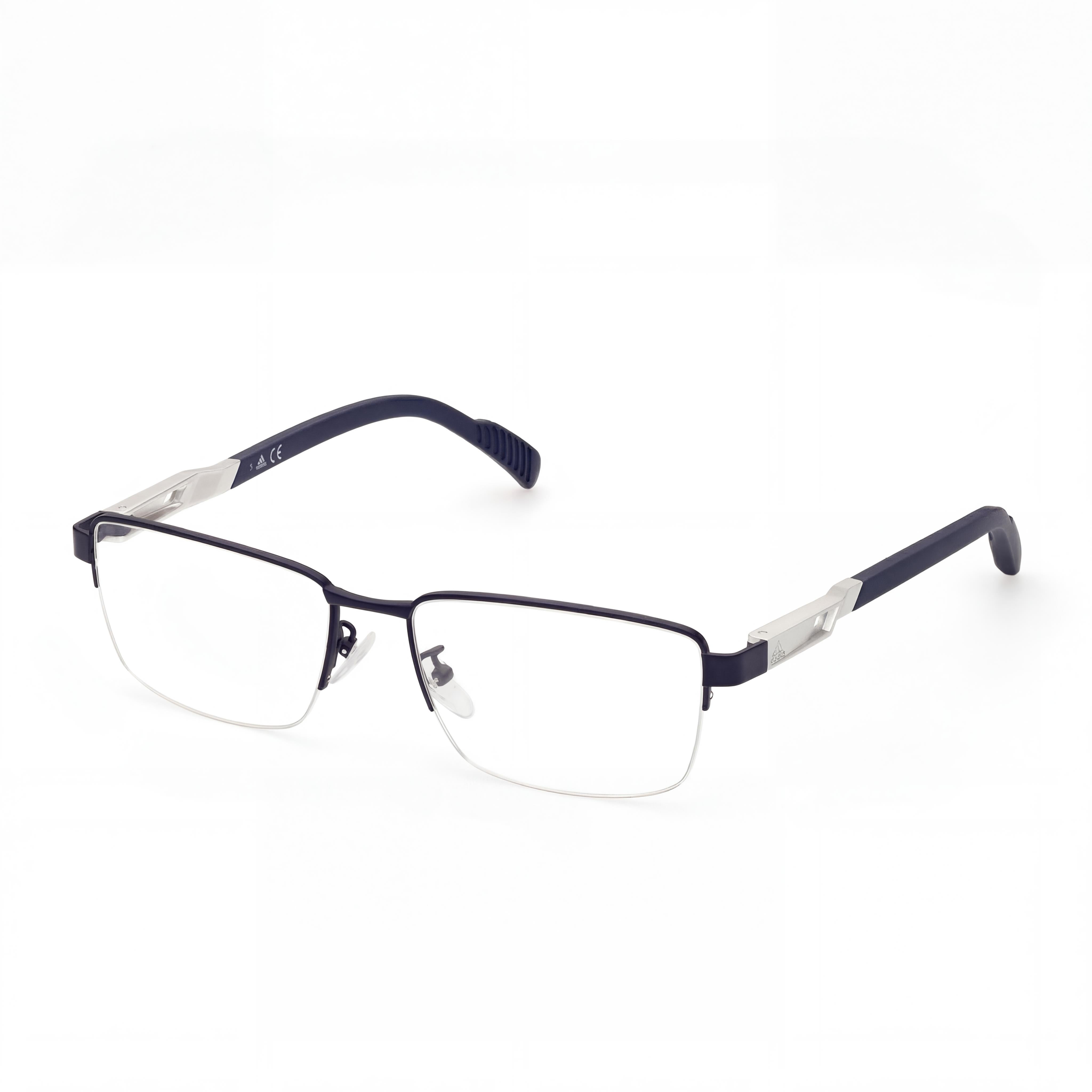 adidas Casual Unisex Matte Blue Metal Frame Eyewear with Transparent Polycarbonate Lenses 55mm, Photo 1