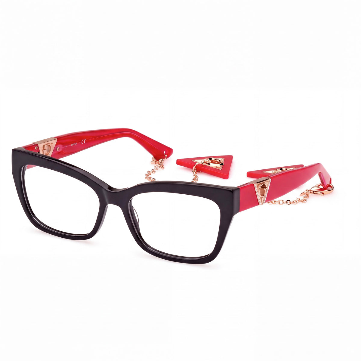 Gafas graduadas rectangulares modernas GUESS Gu2960 para mujer con montura de acetato negro y lentes de plástico transparentes 54-16-145, Photo 1