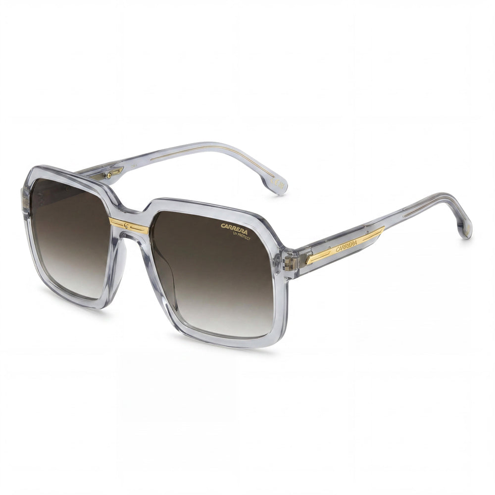 Gafas de sol Carrera Victory C 08/S cuadradas, ligeras, para hombre, de poliamida gris, con cristales verdes degradados 100% protección UV, 56 mm