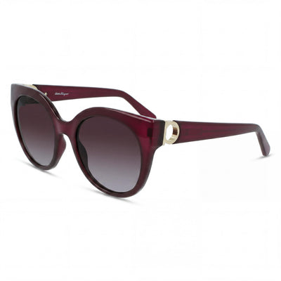 Gafas de sol de plástico de ojo de gato Salvatore Ferragamo para mujer, moradas de cristal de 53 mm, degradado morado, 100 % protección UV
