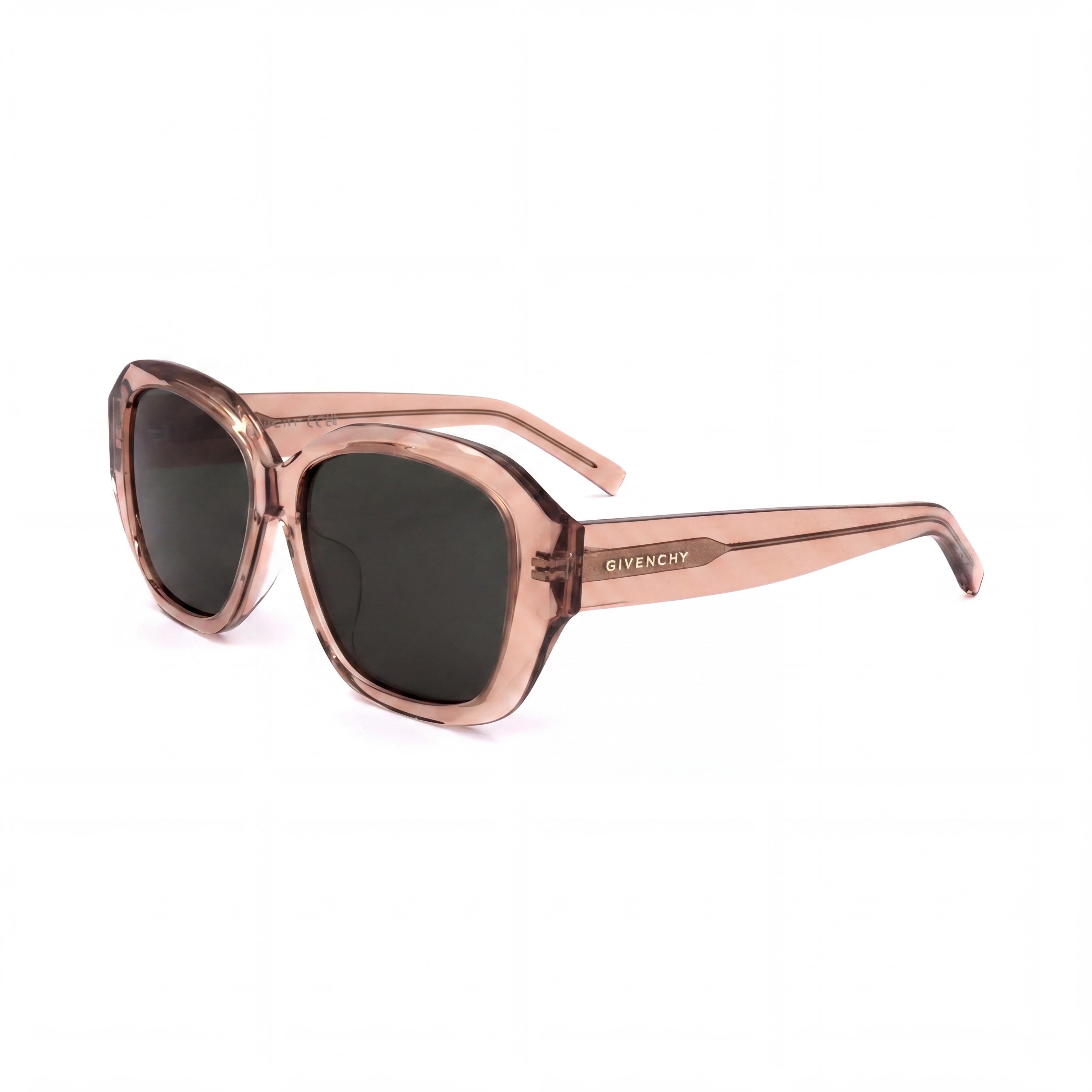Givenchy Casual Women's Shiny Orange Plastic, Green Lens, 100% UV Protection Sunglasses 56mm, Photo 1
