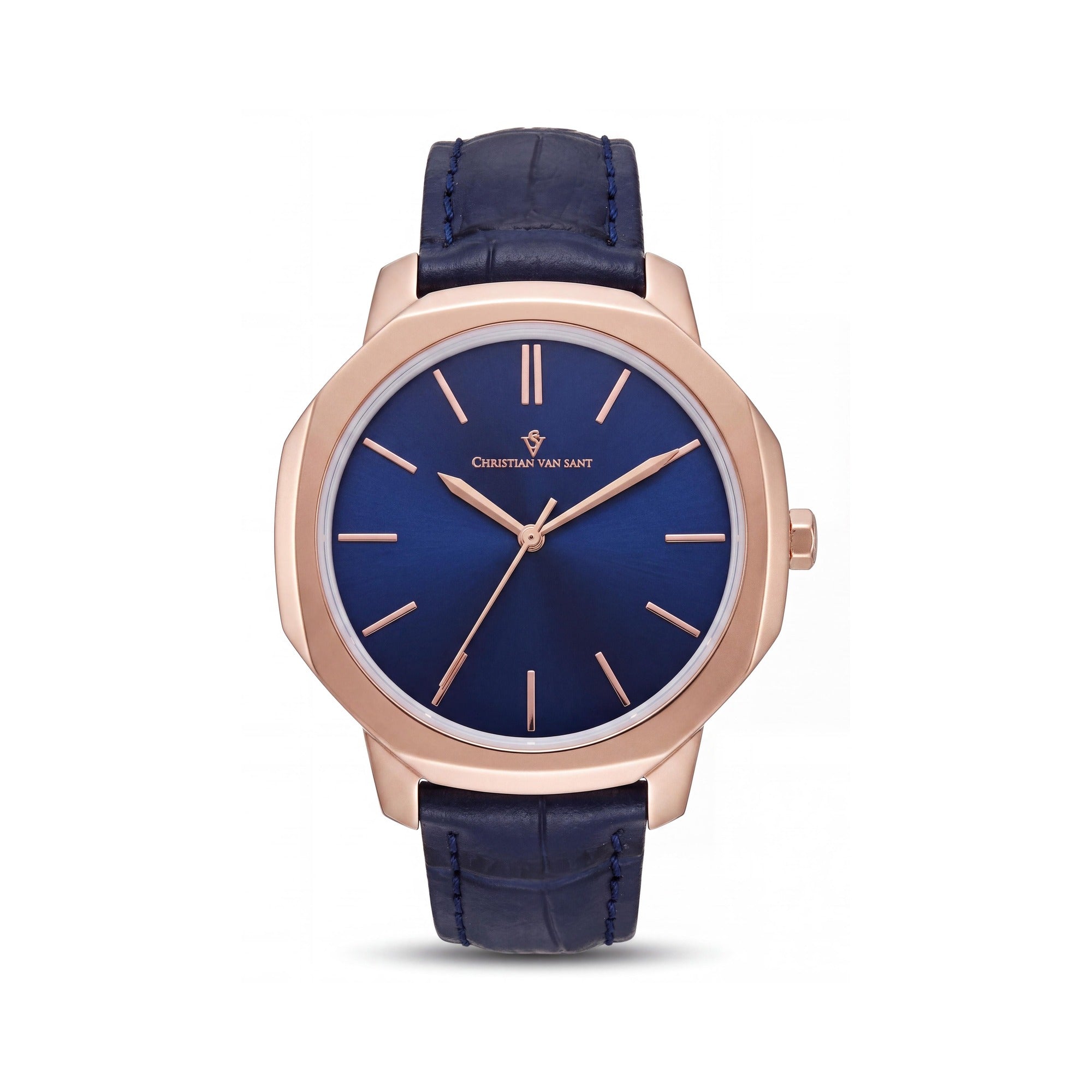 Christian Van Sant CV0505 Octave Slim Women's Blue Dial Quartz Movement Stainless Steel Case Leather Strap Watch, Photo 1