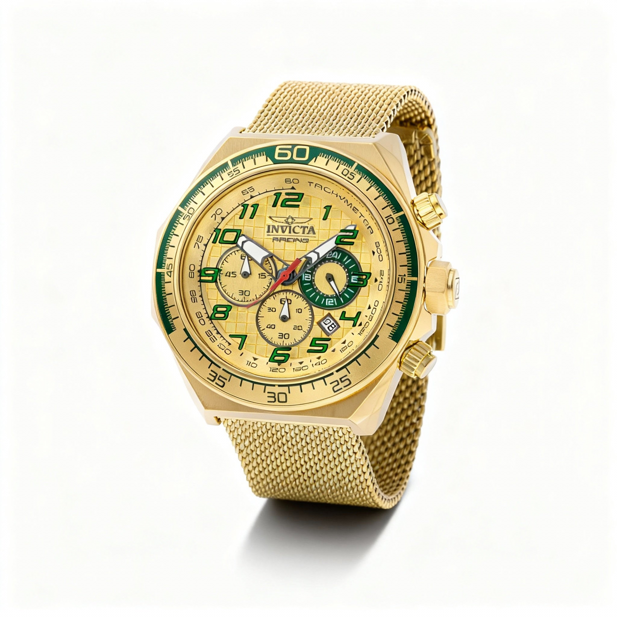 Invicta Racing 47902 Men's Gold-Tone Stainless Steel Strappy Chronograph Quartz Watch, 50mm Case Diameter