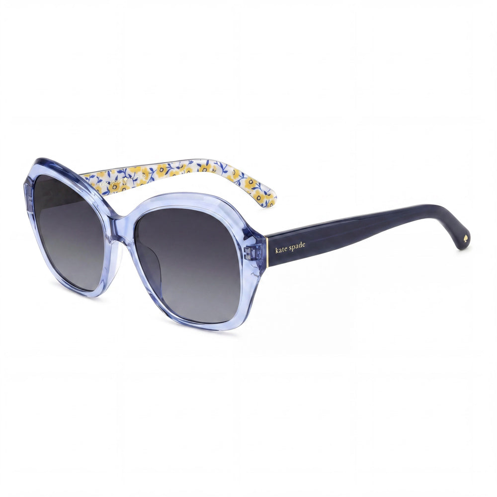 kate spade new york Casual Women's Blue Acetate Frame Dark Grey Shaded Lens Sunglasses 55mm