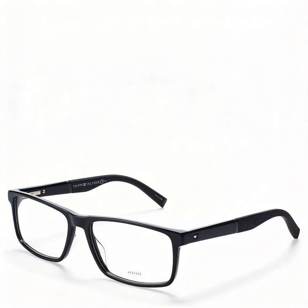 Tommy Hilfiger Gafas Modernas de Montura de Acetato para Mujer, Negras, con Lentes de Policarbonato, Ancho de Lente de 56 mm