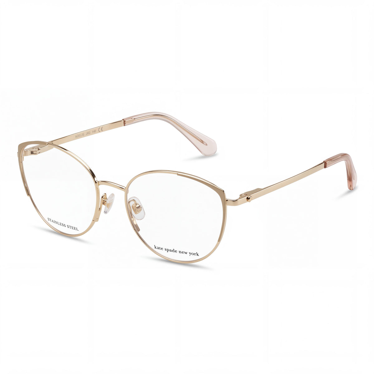 kate spade new york Noel/g Women's Cat-Eye Eyeglasses Frames in Gold Stainless Steel with Combination Material Temples, Photo 1