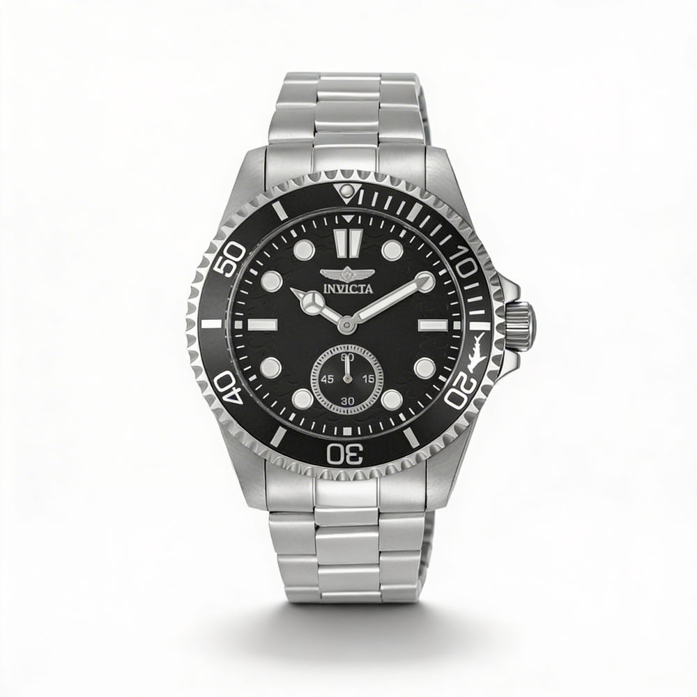 Invicta Pro Diver 49421 Men's Silver Stainless Steel Bracelet Quartz Watch with Black Dial, 43mm Case