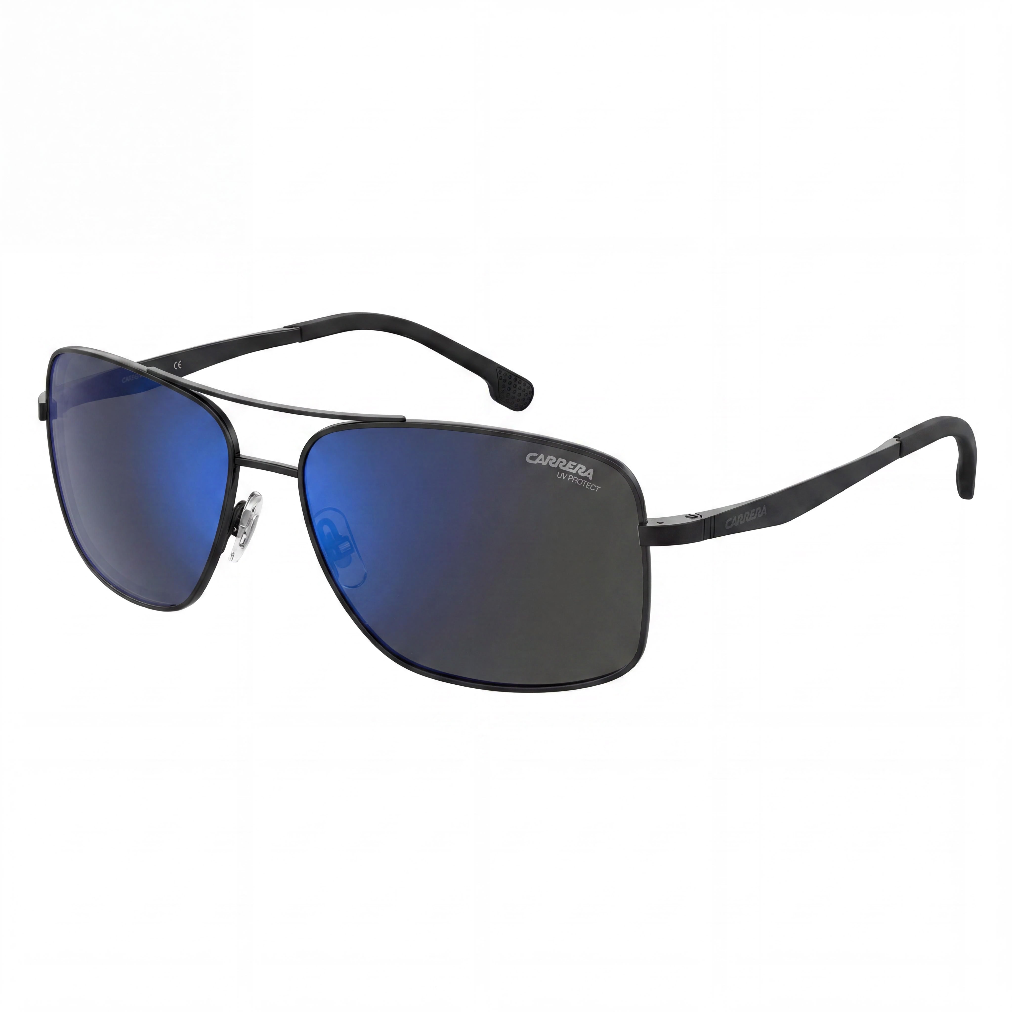 Carrera 8040/S Gafas de sol de aviador unisex de acero inoxidable negro gris lentes de espejo azul cielo 60mm, Photo 1