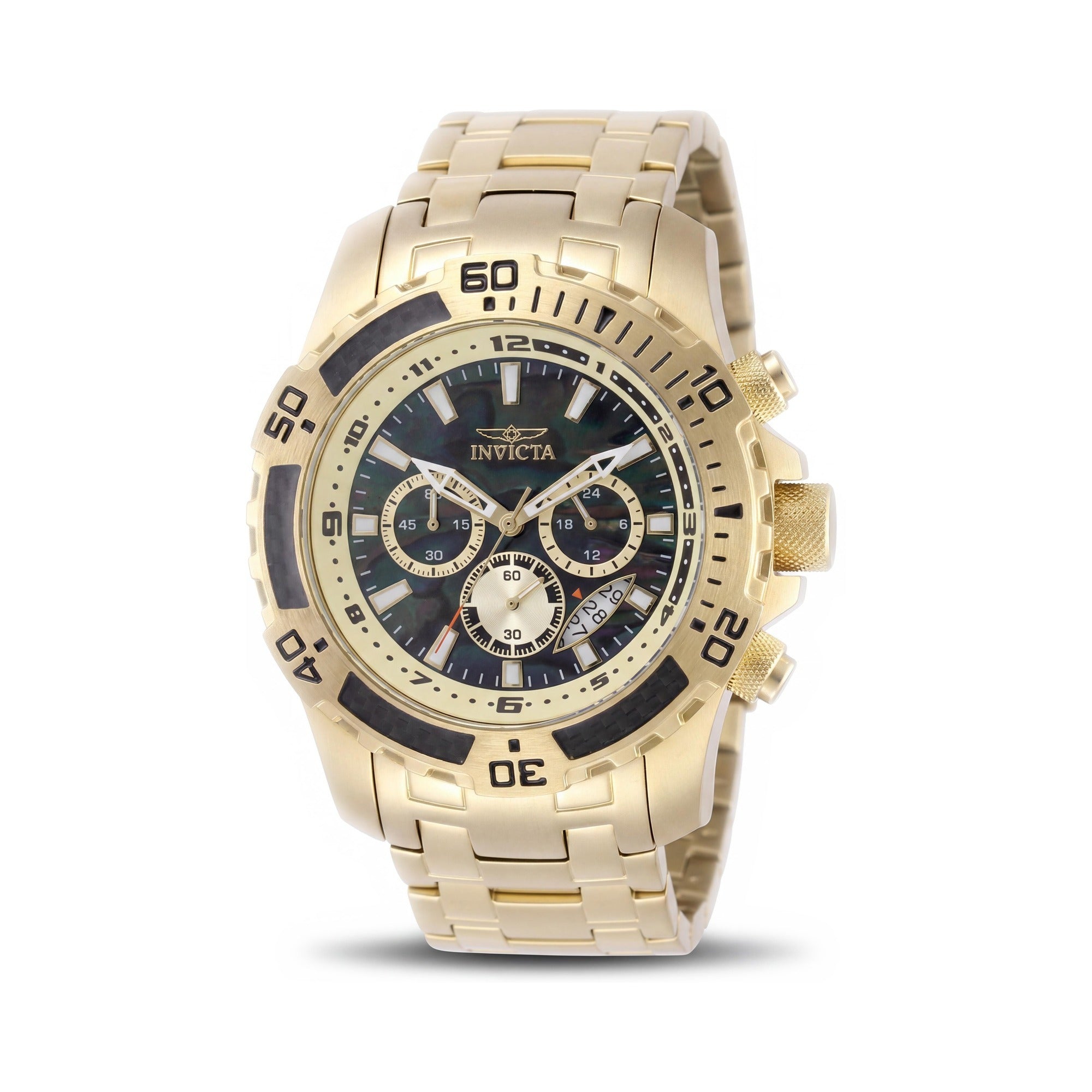 Invicta Pro Diver SCUBA 49854 Unisex Gold Stainless Steel Chronograph Quartz Watch with Black Dial 51mm, Photo 1