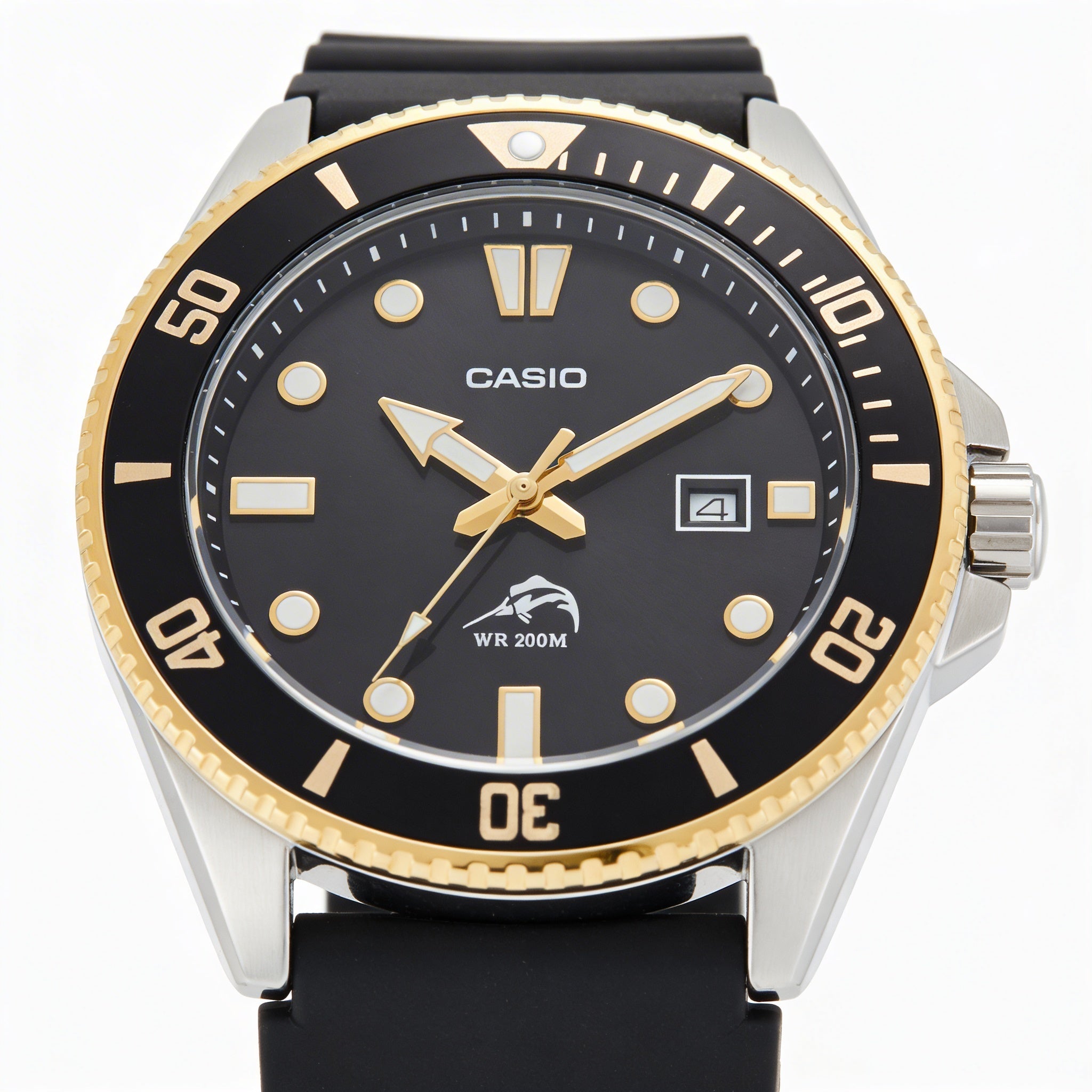 Casio MDV106G1AV Men's Diver Inspired Quartz Watch with Stainless Steel Case, Resin Strap, Black & Gold, Photo 1