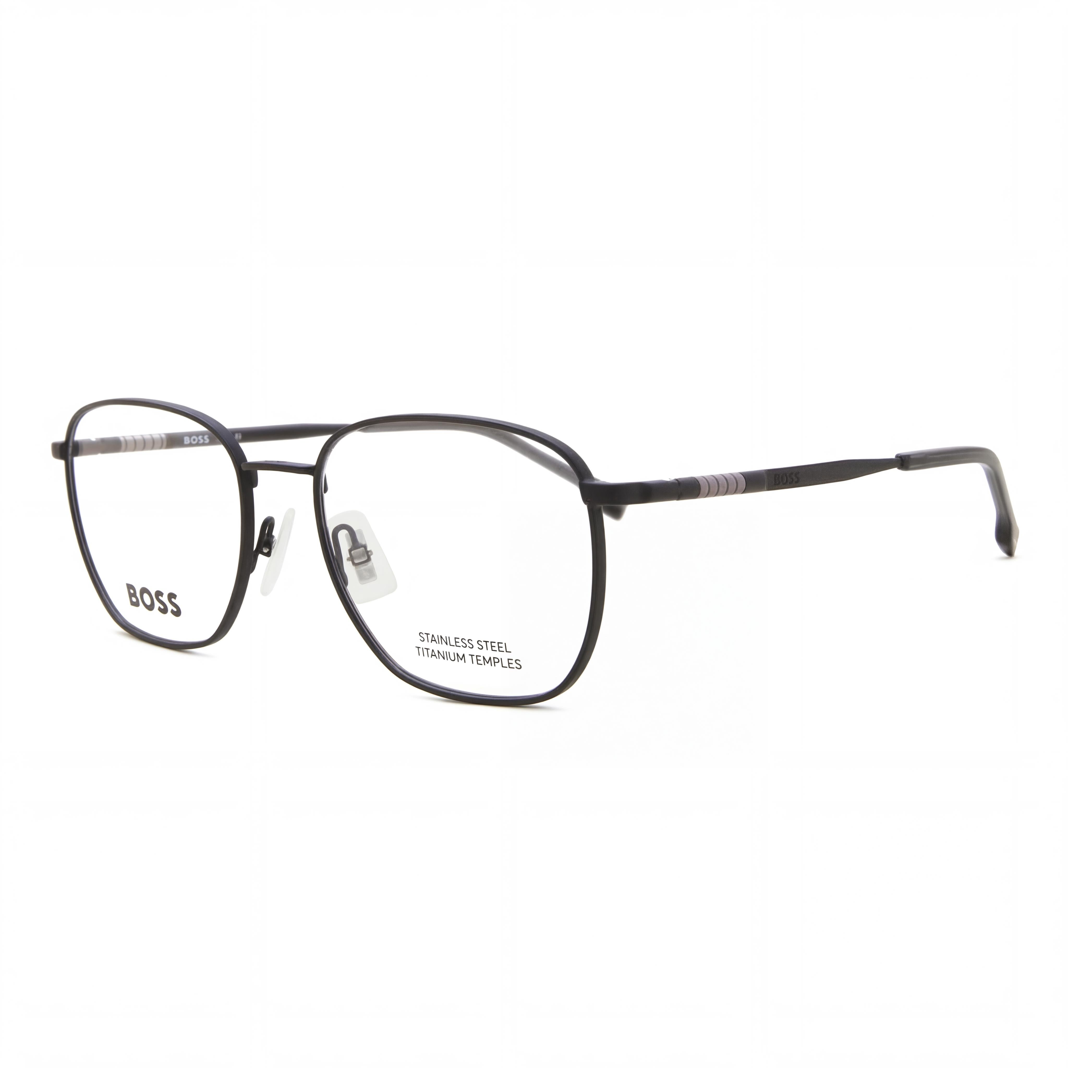 Hugo Boss Boss 1415 Unisex Optical Eyeglasses with Matte Black Metal Frame, Size 55-19-145, Photo 1