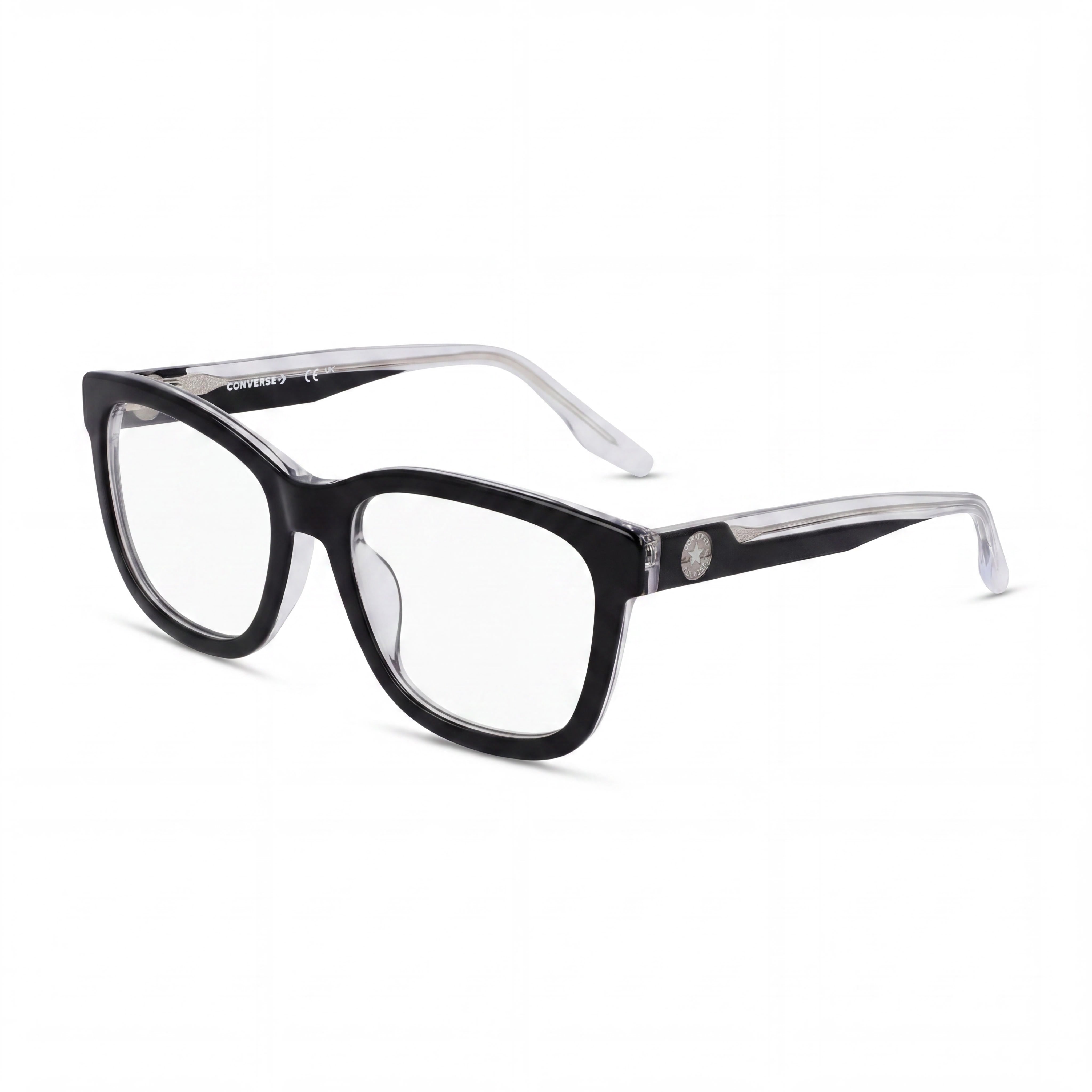 CONVERSE Casual Women's Black Crystal Laminate Frame Transparent Plastic Lens Ophthalmic Eyeglasses 52mm, Photo 1
