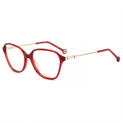 Gafas de sol modernas para mujer Carolina Herrera, elaboradas con una montura de acetato rojo y lentes rojas a juego, 55 mm