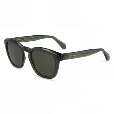 Ferragamo Sf2040se Men's Transparent Khaki Acetate Rectangle UV 400 Non-Polarized Sunglasses 50-21-145