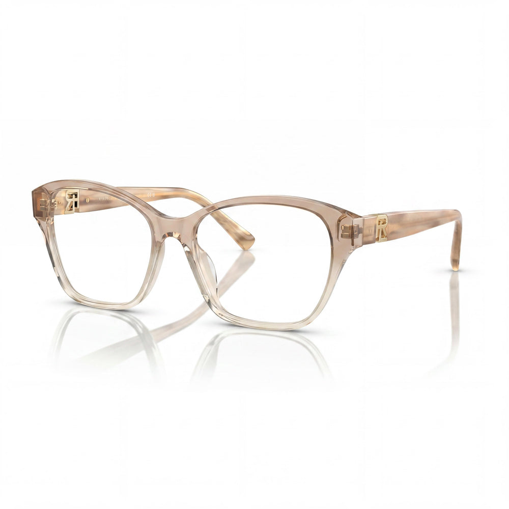 Montura óptica de acetato transparente beige Ralph Lauren Rl 6236u para hombre con lentes de policarbonato transparentes de 55 mm