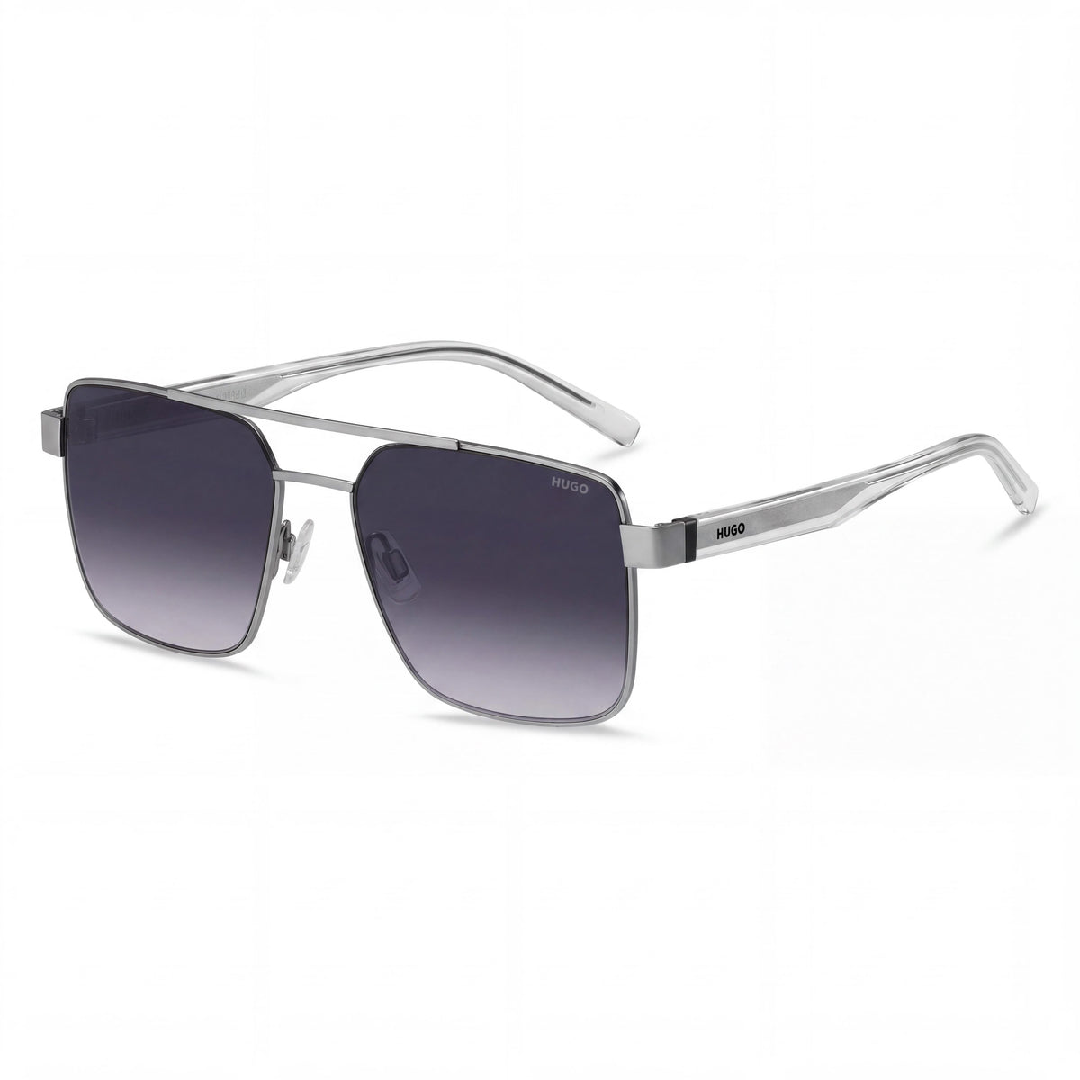 HUGO Women's Hg 1313/S Rectangular Matte Ruthenium Dark Grey Shaded Cellulose Frame Sunglasses 56mm, Photo 1