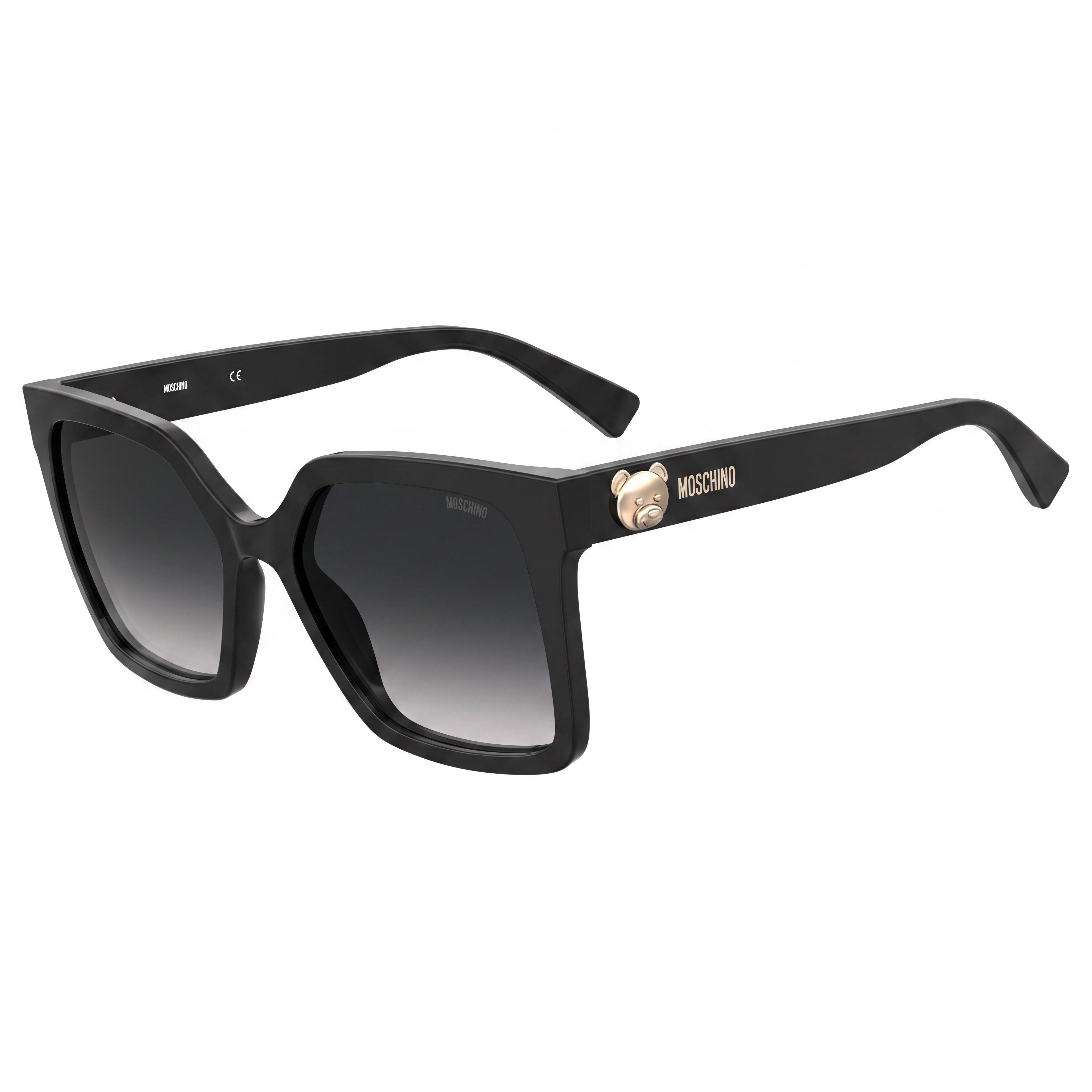 Moschino Mos123/S Women's Acetate Sunglasses, Black Frame with Dark Grey Shaded Lenses, 100% UV Protection, Size 55-18-140, Photo 1