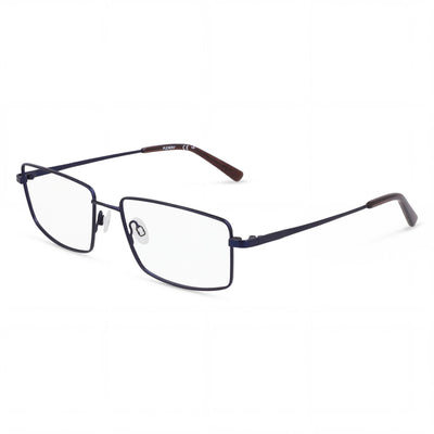 Flexon H6069 Gafas Ópticas para Hombre, Montura de Metal Azul Marino Mate, Lentes de Policarbonato Transparente, 57mm