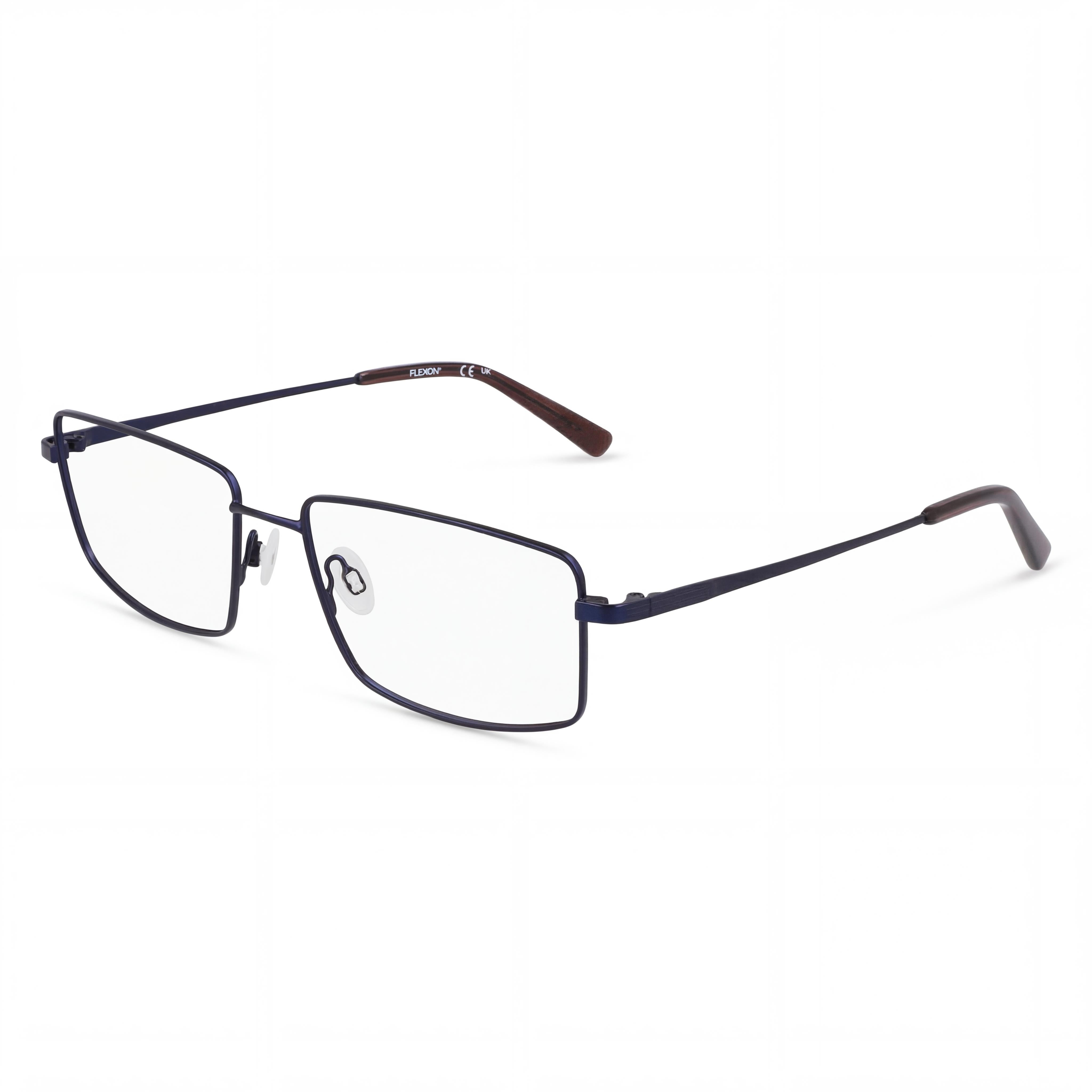 Flexon H6069 Gafas Ópticas para Hombre, Montura de Metal Azul Marino Mate, Lentes de Policarbonato Transparente, 57mm, Photo 1