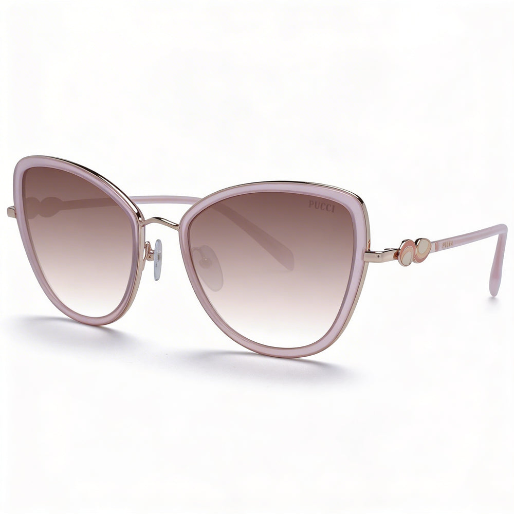 Gafas de sol Emilio Pucci Ep0184 para mujer de acero inoxidable dorado brillante y rosa claro con protección UV de 57 mm