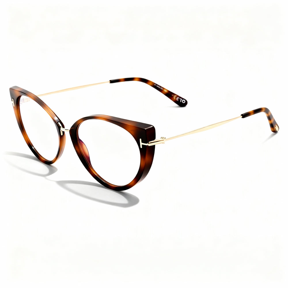 Tom Ford Ft5815-b Women's Shiny Blonde Havana Rose Gold Polarized Blue Light Filter Polycarbonate Lenses 54-18-140